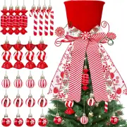 25 Pcs Christmas Tree Topper Decor Set Christmas Candy Canes Tree Topper Red Hat
