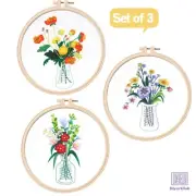 Beginner Embroidery Kit - Easy Floral Embroidery Kit - Modern Hand Embroidery De