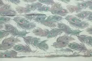 1Y The Windsor Collection Hoffman Fabric Quilt Cotton Peacock Feathers Pink Blue