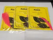 3 NJ Hand Tied PINK Hair English Hook w/3Way+Snap Fluke/Summer Flounder Rigs
