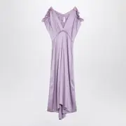 [Victoria Beckham] Petunia-Coloured Midi Dress With Ruffles 6 UK Pink