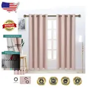 50x95 Blush Blackout Curtains with Thermal Insulation - Set of 2 Panels