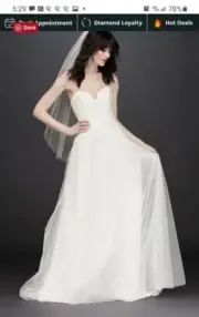 David's Bridal size 8 Gradient Glitter Tulle Wedding Dress NEVER WORN