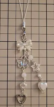 White Phone Charms Strap Keychain Bag chain lanyard cute kpop Pearl