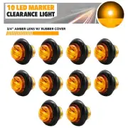 10 Pack Amber 3/4" Mini Round 2 LED Side Marker Lights RV Trailer Marker Light