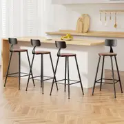 Set of 4 Alex Bar Stools Pinewood Metal - Black and Wood