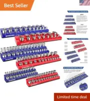 Magnetic Socket Organizer Set, 6-Piece Socket Holder Set Includes 1/4", 3/8",...