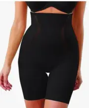NWT Maidenform Flexees Women's Firm Foundations Hi-Waist Thigh Slimmer Black, Lg
