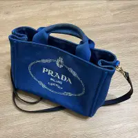 在飛比找Yahoo!奇摩拍賣優惠-瑞奇二手精品 Prada  帆布包 側背包 海攤 美品