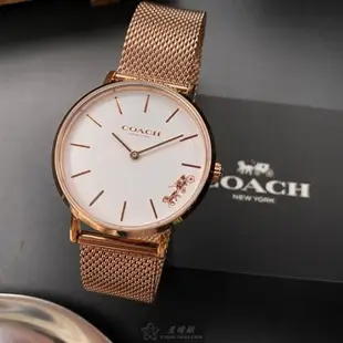 COACH手錶, 女錶 32mm 玫瑰金圓形精鋼錶殼 白色簡約錶面款 CH00048