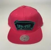 Mitchell & Ness San Antonio Spurs Pink Adjustable Mens Snapback Hat NEW
