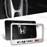 3D Honda Civic Si Stainless Steel Front + Back License Plate Frame with Caps NEW (for: Honda)