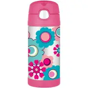 THERMOS Funtainer Stainless Steel 355ml Vacuum Insulated Beverage Bottle Flower!