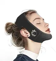 Chin Strap for Sleeping, V Line Lifting Mask, Reusable Face Strap, Jaw Exerciser (Pumpkin-Black-S)
