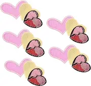 BATHVEVE 15pcs Heart Shape Iron Patches with Sequins for DIY Clothes Accessories for Clothing Bags Scarves Hats Vibrant Colors Durable Easy to Apply