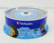 CD-R Discs Verbatim 700MB/80min Spindle 5 Color 25 Pack Digital Vinyl Design