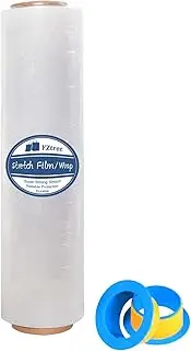 Transparent Wrap Stretch Film - 18" x 1000ft x 80 Gauge Thick Black Shrink Wrap Roll for Pallet Packaging, Transportation, Stability and Protection