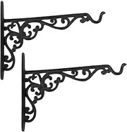 Cast Iron Hanging Basket Hook, Rustic Antique Floating Shelving Brackets, Heavy Duty Metal Shelf Supports, L Brackets for Wall Shelves, Triangle Shelf Brackets