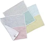 Imabari Towel Certified Gauze & Pile Hand Towel, Set of 3 Colors, Froneige Towel Handkerchief, Made in Japan, 100% Cotton, 9.8 x 9.8 inches (25 x 25 cm), Compact, Yellow, Pink, Green
