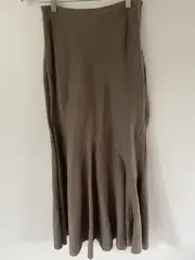 Topshop Womens Skirt Size 8 Side Zip Linen A-Line Brown Boho Festival Maxi New