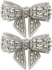 [QWDSGFWS] Sequin Patches Bow Patch 2Pcs Crystal Rhinestone Bow Patches DIY Decorative Bow Appliques 4.3x3.1in Bow Decor for Shoes Socks Hats Clothes Hairstyling/377