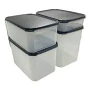 Tupperware Modular Mate Rectangle Set of 4 Black #1, #2, #3, #4