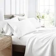 Linen Market Queen Sheet Set 4 Piece - Ultra Comfortable & Breathable Cooling Queen Bed Sheets - Deep Pocket & Wrinkle-Free Sheets Fits 16" Mattress - Extra Soft & Oeko-TEX Certified - White