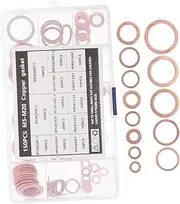 WEKADRIN 150pcs Assorted Copper Oil Seal Gasket Set for Oil Drain Plug Sealing Durable Flat Ring Washers Box High Sealing Performance for Various Equipment and Applications