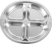 GAXIRE Stainless Steel Divided Plates for Compartment Meal Tray with Engaging Cartoon Design for LED Weaning Feeding Supplies for Home and Preschool Use