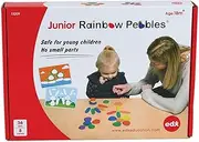 edxeducation Junior Rainbow Pebbles - Sorting and Stacking Stones - Early Math Manipulative for Children - First Counting and Construction Toy - Ages 18M+ 36 Pebbles + 8 Activity Fill-In Cards 13209