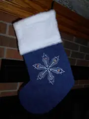 PEACOCK FEATHER SNOWFLAKE HANDMADE CHRISTMAS STOCKING