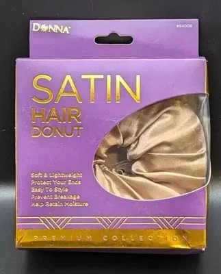 Donna Satin Hair Donut Soft Lightweight Prevent Breakage Protect Your Ends Beige