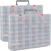Snblzhef 2 Pack Large 48 Grids Clear Plastic Organizer Boxes with Adjustable Dividers, Jewlery Storages Bead Organizers