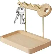 Key Holder, Rustic Key Rack with Tray, Reusable Jewelry Stand, Wooden Key Holder for Living Room, Bedroom