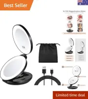 Upgraded Rechargeable Travel Makeup Mirror with Light, 1X/10X Magnifying Mirr...