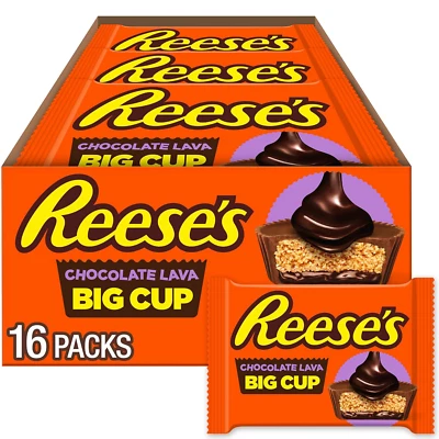 REESE'S Big Cup Chocolate Lava Milk Chocolate Peanut Butter Cups, 1.4 oz (16 Cou