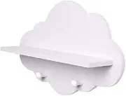 Cloud Shelves Cloud Shape Wood Floating Shelf White Floating Shelves Wall Mount Display Board Coat Hanger Storage Rack Nursery Accessories 35 * 23cm