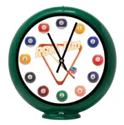 Pool Room Rack Wht, Green Non-Lighted Gas Pump Globe Advertising Quartz Clock