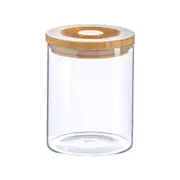 Argon Tableware Glass Jar With Wooden Lid Storage Container - Round Scandinavian Style Airtight Canister - 750ml