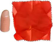 2PCs Magic Trick Fingers Fake Fingers Soft Thumb Tips Stage Show Prop Prank Toy with Red Silk Training Cloth Disappearing Cloth Thumb Tip Finger Fake Magic Soft Red Trick Close Up Vanish Appearing
