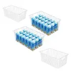 16inch Freezer Storage Organizer Baskets, Household Wire Refrigerator Bins wi...