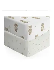 [LIVING TEXTILES] Organic Jersey Cot Fitted Sheets 2 Pack in Multi