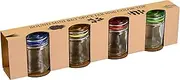 [Grant Howard] Round Mini Jars with Color Airtight Hinged Lid, 4 Sets 1.7 Ounces, Glass Food Storage Canning Container, Clear