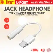 1x-3x USB-C Type C Adapter Port to 3.5mm Aux Jack Ear/Headphone