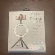 ICONIC DESKTOP STUDIO 8" LED Ring Light w Phone Mount & Tripod Stand