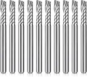 Justivana 10 Pack CNC Router Bits 1/8 Inch Shank Spiral Upcut Router Bit Single Flute End Mill Set Milling Cutter Tungsten Steel Engraving Carving Tools Kit for MDF Wood Acrylic PVC