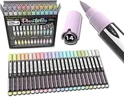 Flexible Brush Tip Acrylic Paint Pens Markers Set 1-7mm Line for Rock Painting, Brush Lettering, Glass, Mugs, Wood, Metal, Canvas, Fabric, Plastic Non Toxic Waterbased Quick Drying (PASTEL)