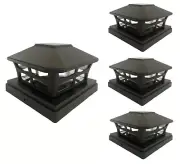 4 Pcs Black Solar Garden Cap Post Light 5X5 Plastic 2 Bright SMD LED Cap Light