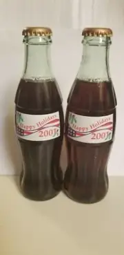 (2)2001 HAPPY HOLIDAYS ATLANTA COCA COLA BOTTLING COMPANY COCA COLA BOTTLE 8oz