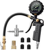 Tire Pressure Gauge with Inflator, 100 Psi-Ansi B40.1 Accurate Large